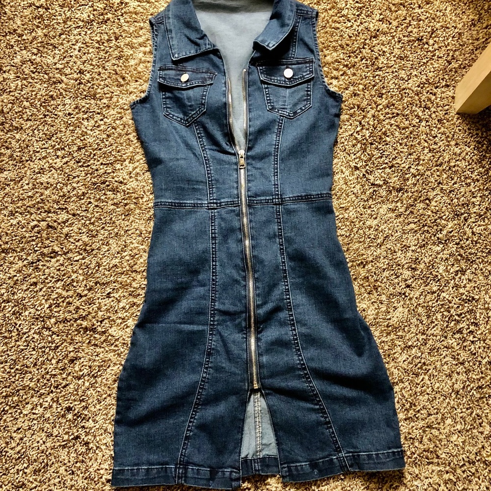 SheIn Denim Mini Zipper Dress